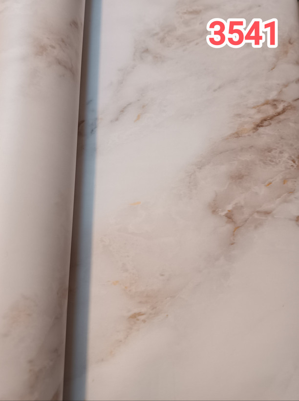 برچسب کابینت طرح سنگ مات کد 3541 سفید رگه طلایی و قهوه ای