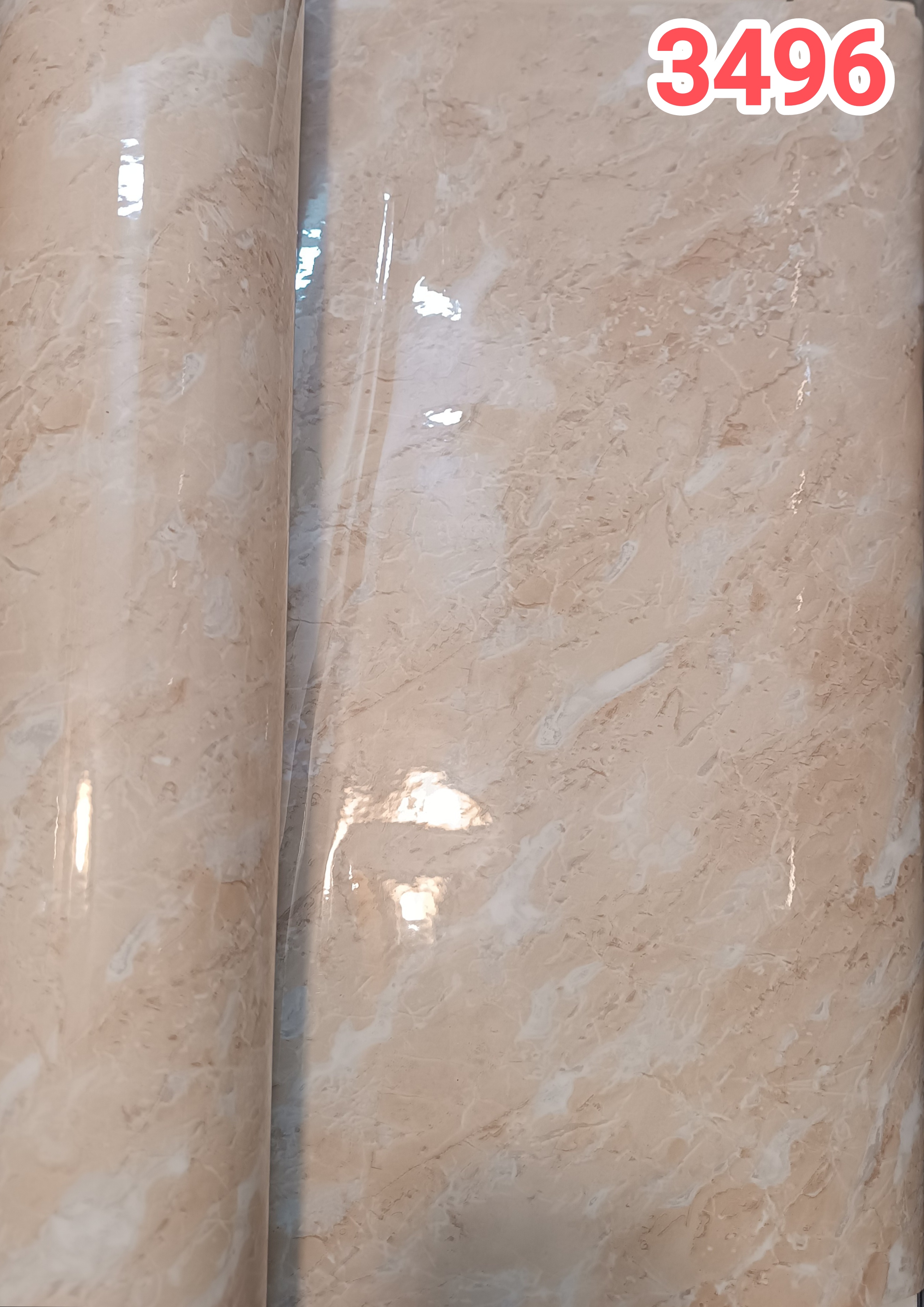 برچسب کابینت طرح سنگ هایگلاس کد 3496 کرم صورتی