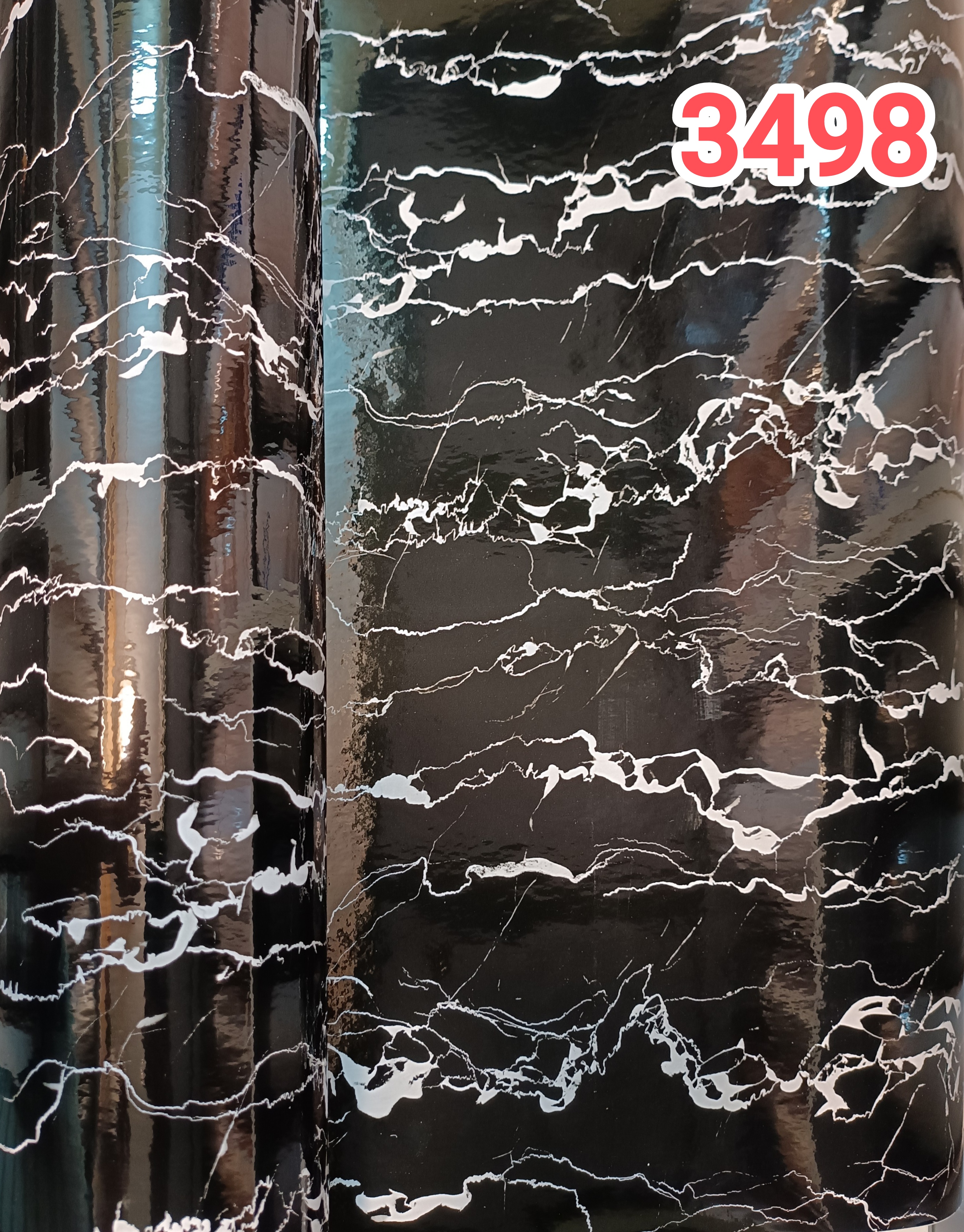 برچسب طرح سنگ هایگلاس کد 3498 مشکی رگه سفید