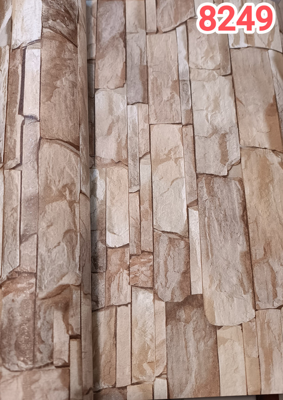 طرح سنگ آجری پفکی کد 8249 کرم نسکافه ای فوق برجسته