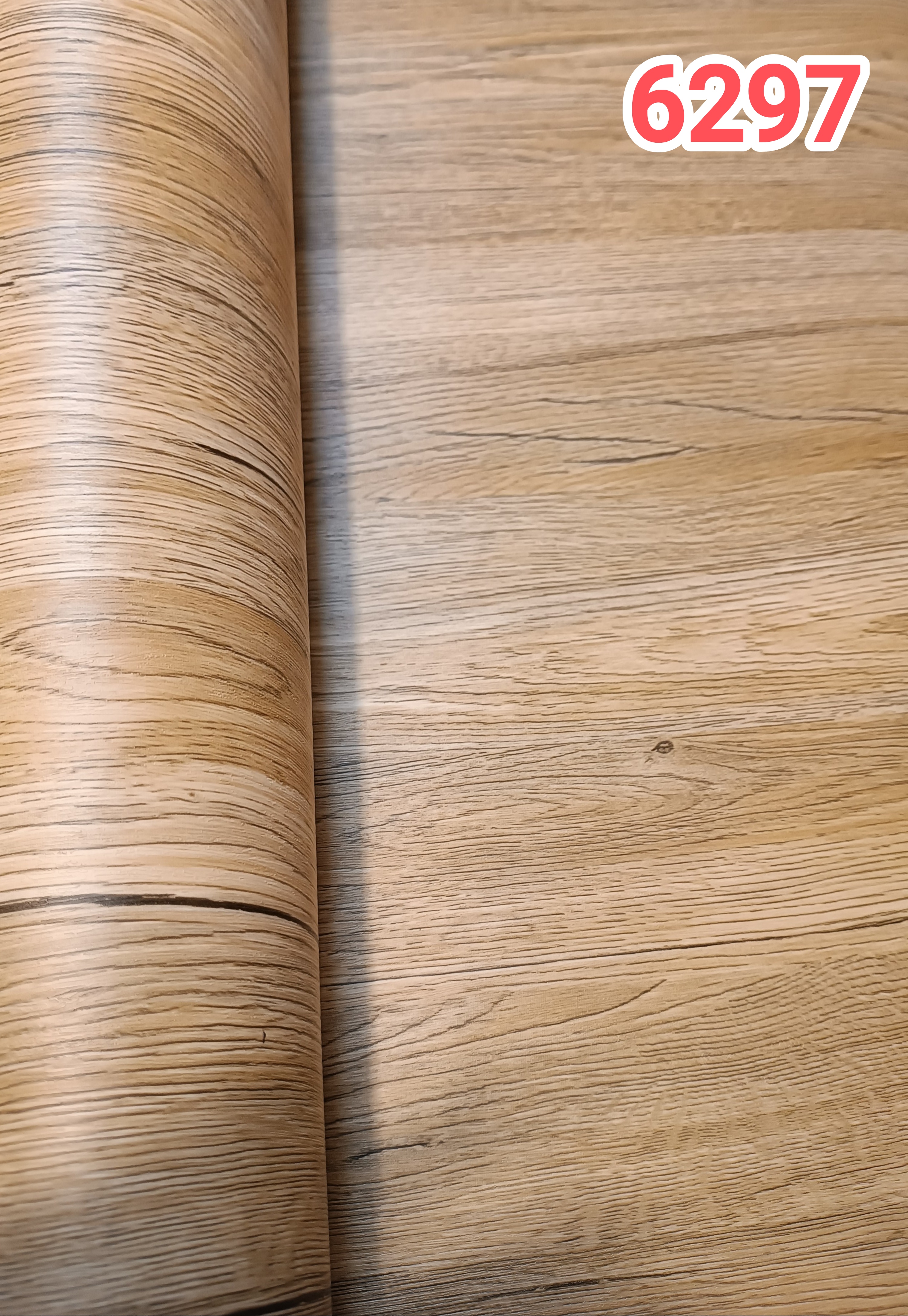 برچسب کابینت طرح چوب   کد 6297 کرم نارنجی برجسته ضخیم
