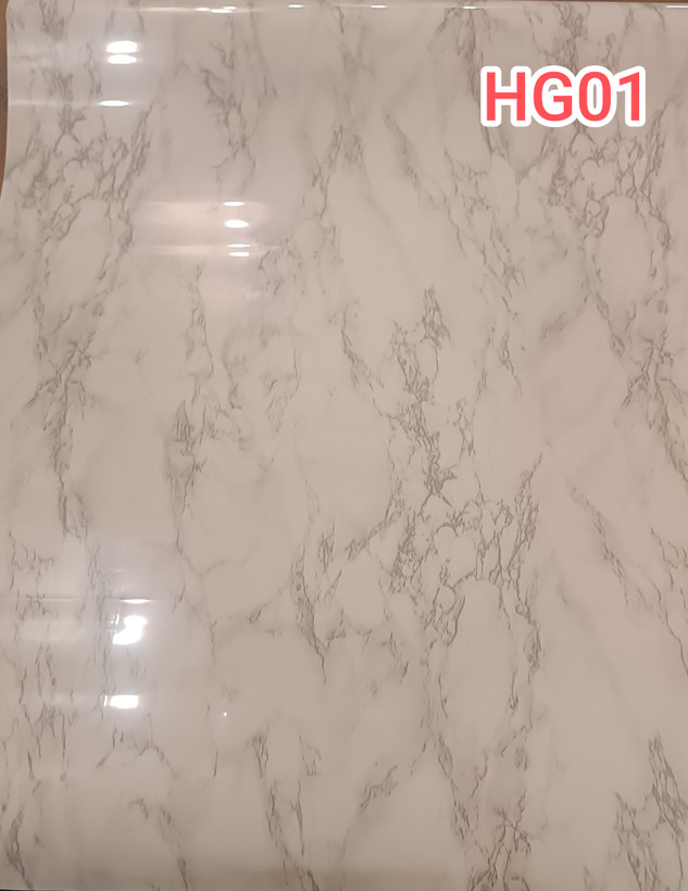 برچسب کاشی و سرامیک اقتصادی کد HG01 طرح سنگ های گلاس سفید با رگههای کرم طوسی